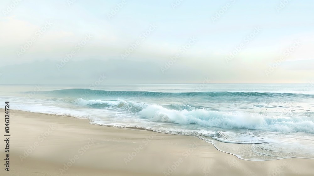 Tranquil beach scene with gentle waves lapping the shore under a calm, clear sky, offering a serene coastal view perfect for relaxation and inspiration. Tranquil beach scene with gentle waves lapping the shore under a calm, clear sky, offering a serene coastal view perfect for relaxation and inspiration.