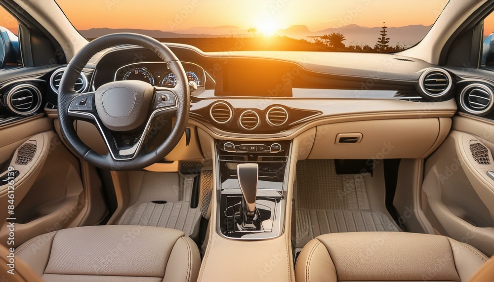 A luxury car interior. Modern and comfortable car. A luxury car interior. Modern and comfortable car.