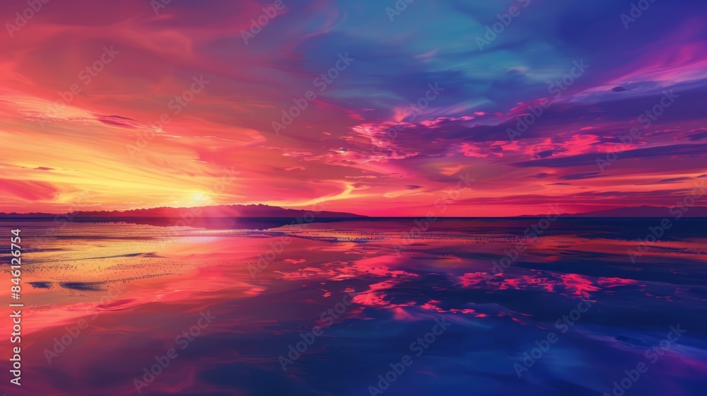 colorful sky after sunset generative ai