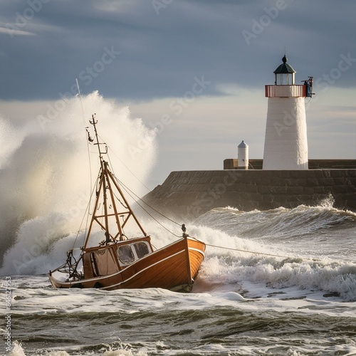 Wallpaper Mural lighthouse, sea, ocean, water, light, coast, white, beacon, sky, blue, coastline, boat, beach, red, navigation, tower, ship, landscape, port, waves, building, nautical, rocks, clouds, sailing Torontodigital.ca
