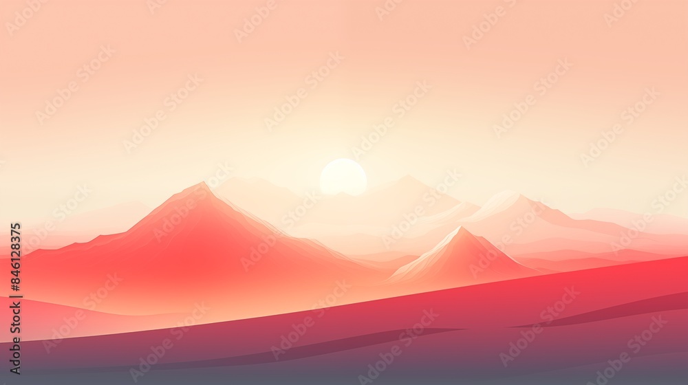 Fototapeta premium Scenic Abstract for a Tranquil Sunrise Over a Majestic Mountain Range