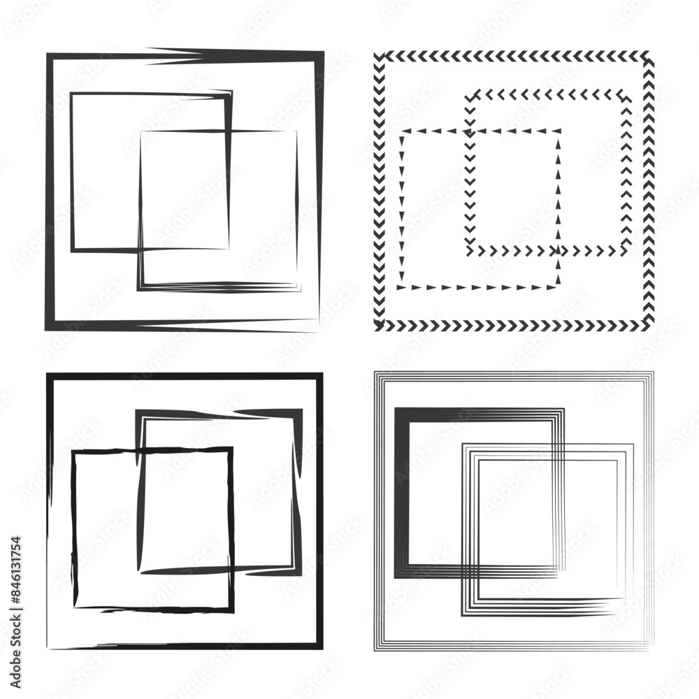 Abstract frame vector. Geometric border set. Artistic square outlines. Decorative design elements. Abstract frame vector. Geometric border set. Artistic square outlines. Decorative design elements.