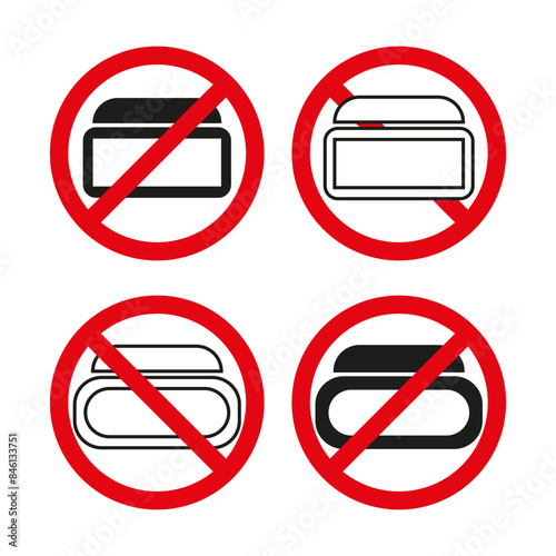 No containers allowed icon set Vector. Forbidden jar and bottle symbols. Prohibited storage sign.