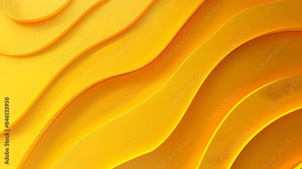 Bright sunny yellow dynamic abstract background. Modern lemon orange color. Fresh business banner for sales, event, holiday, party, halloween, birthday, falling. Fast moving 3d lines with soft shadow