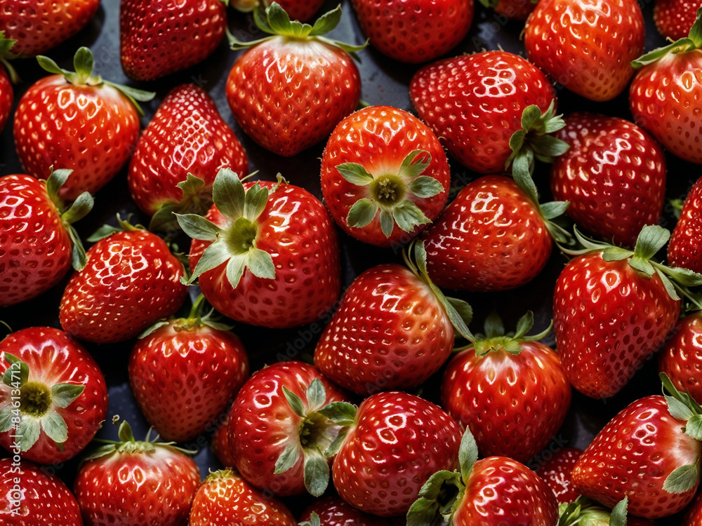 The image must be formed by strawberries, have a frontal angle and be in close-up, with...(1). The image must be formed by strawberries, have a frontal angle and be in close-up, with...(1).