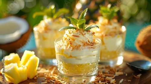 A dessert worth traveling for the perfect blend of juicy pineapple and creamy coconut in a picturesque presentation.
