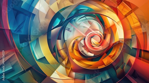 Amazing abstract multicolor pattern on a geometric circle background photo