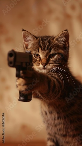 cat with gun