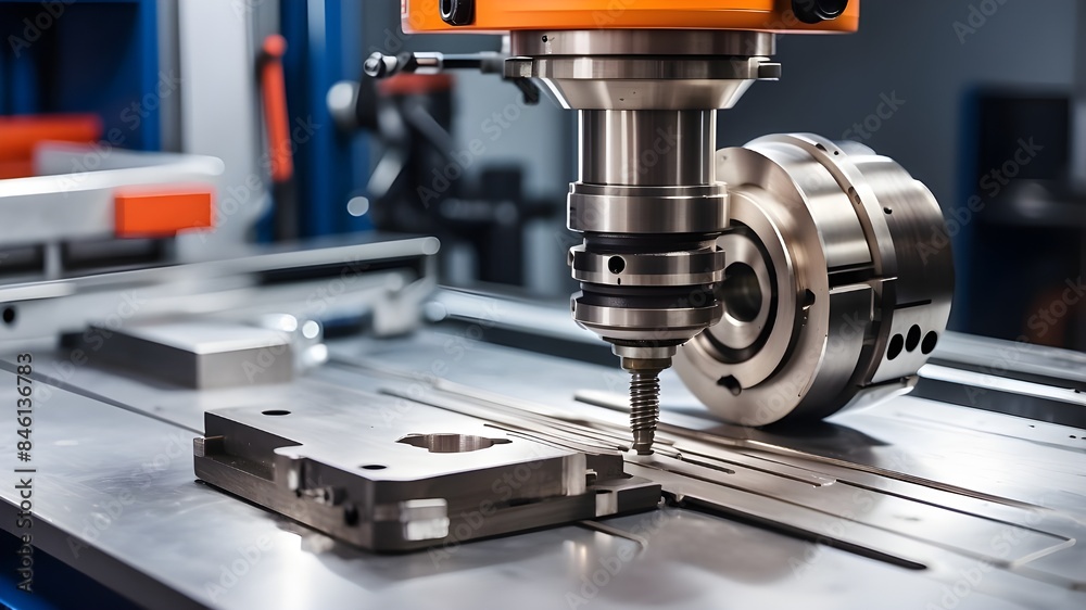 CNC milling machine for metalworking. cutting metal using contemporary processing techniques. shallow field of view. cutting-edge machining idea. CNC milling machine for metalworking. cutting metal using contemporary processing techniques. shallow field of view. cutting-edge machining idea.