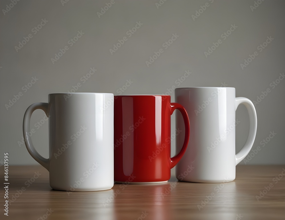 two red and white mugs two red and white mugs