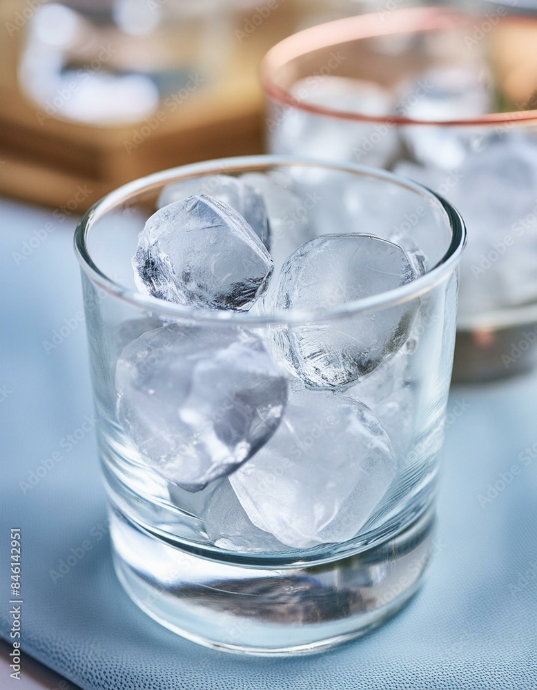 Ice filled in a transparent glass cup. Ice filled in a transparent glass cup.