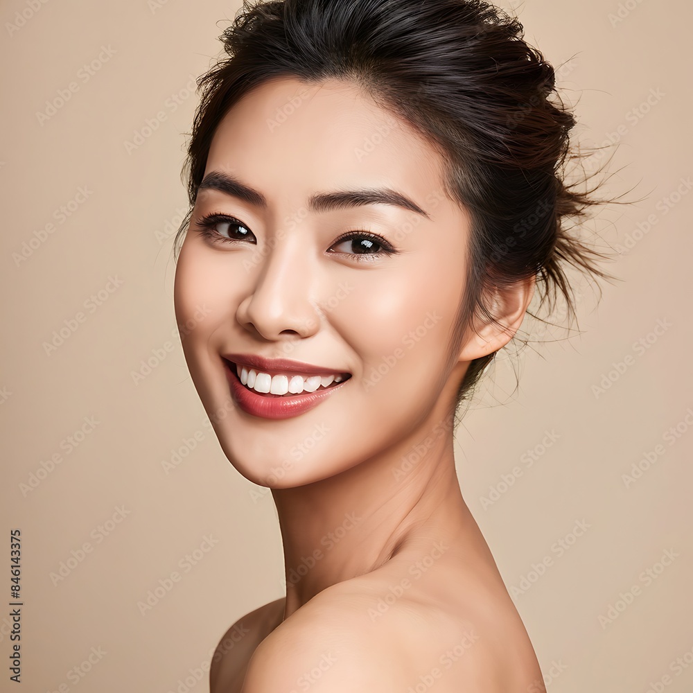 Portrait of a Beautiful Young Woman with Pristine Skin, Highlighting Face Care, Cosmetology, and Spa Portrait of a Beautiful Young Woman with Pristine Skin, Highlighting Face Care, Cosmetology, and Spa
