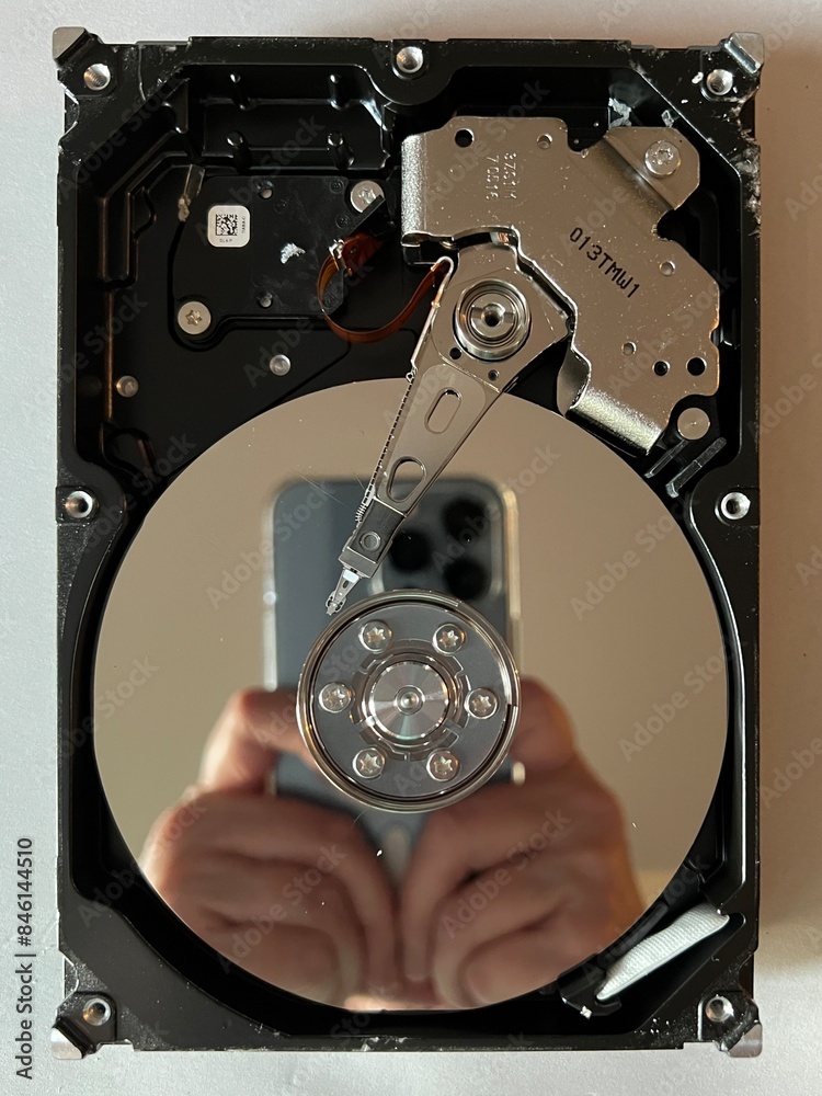 Abstract internal view of an SATA computer hard drive background Abstract internal view of an SATA computer hard drive background