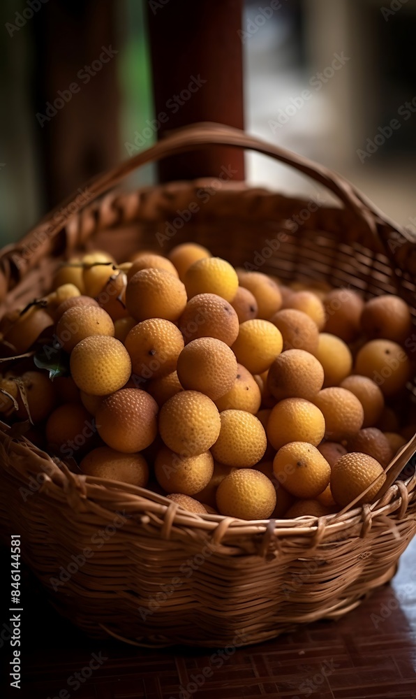 Fresh Longans in a basket. Ripe Longan fruit Fresh Longans in a basket. Ripe Longan fruit