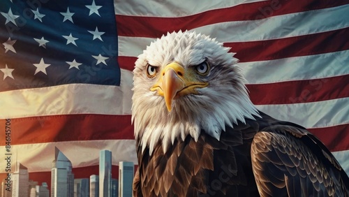 American Independence Day flag patriotic background with bald eagle