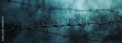 Barbed wire background. Security barrier photo