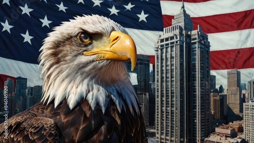 American Independence Day flag patriotic background with bald eagle