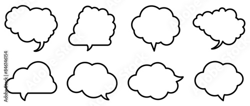 Set of Cloud-Shaped Speech Bubble Outlines