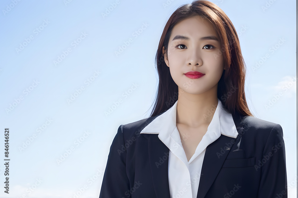 A woman in a business suit is smiling and looking directly at the camera A woman in a business suit is smiling and looking directly at the camera