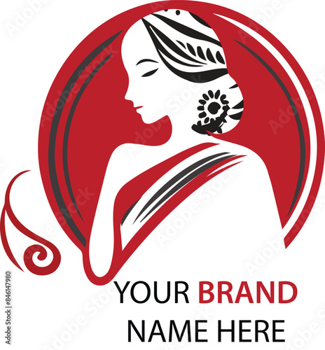 Saree Logo for Beauty Parlor, Women Salon Logo Design Editable vector file
