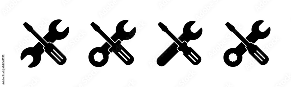Repair tools icon set. tool icon vector. setting icon vector. Wrench and screwdriver. support, Service Repair tools icon set. tool icon vector. setting icon vector. Wrench and screwdriver. support, Service