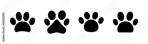 Paw icon set. paw print icon vector. dog or cat paw