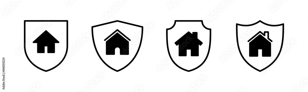 Home insurance icon set. home protection icon Home insurance icon set. home protection icon