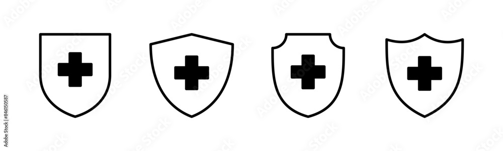 Obraz premium Health insurance icon set. Insurance health document icon
