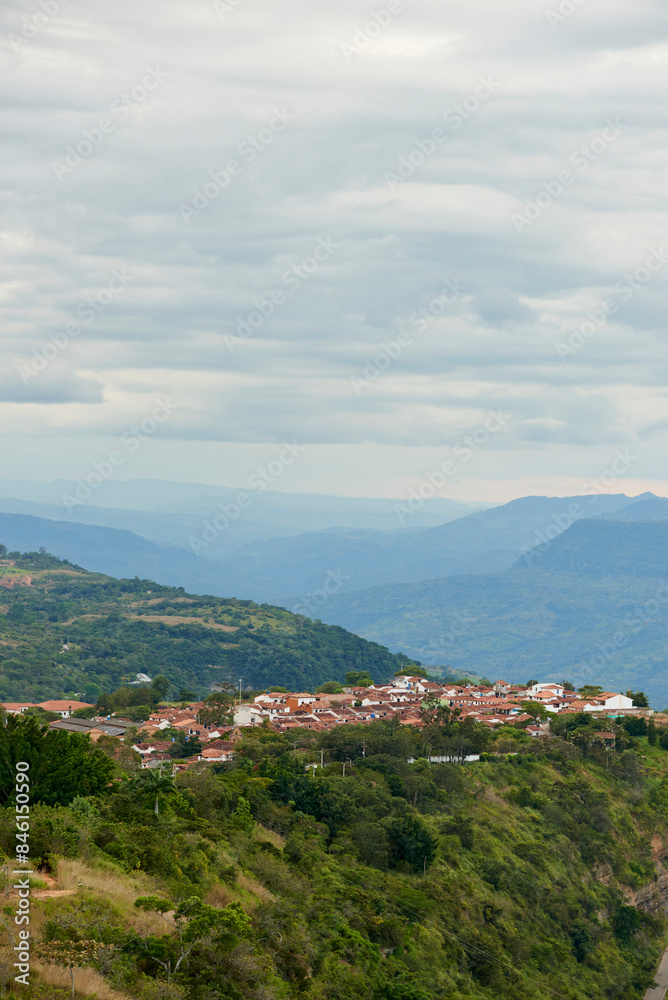 Barichara, the most beautiful town in Colombia, seen from a nearby lookout point Barichara, the most beautiful town in Colombia, seen from a nearby lookout point