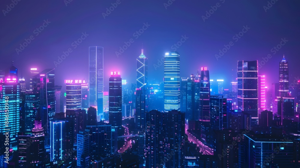 © Ziyan - Futuristic cityscape at night, illuminated by neon lights, showcasing advanced urban development and smart city technology © Ziyan - Futuristic cityscape at night, illuminated by neon lights, showcasing advanced urban development and smart city technology