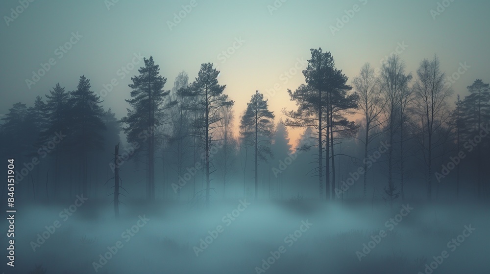 Sunrise in a Misty Forest Sunrise in a Misty Forest
