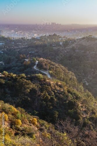 View Los angeles skyline from Griffith Observatory, California, USA.