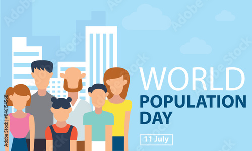illustration vector graphic of city ​​dwellers side by side together, perfect for international day, world population day, celebrate, greeting card, etc.