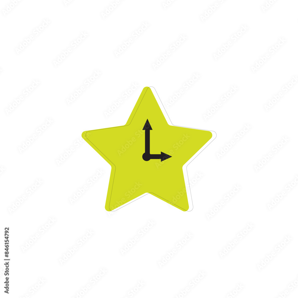 Green star shape clock vector illustration. Time management concept Green star shape clock vector illustration. Time management concept