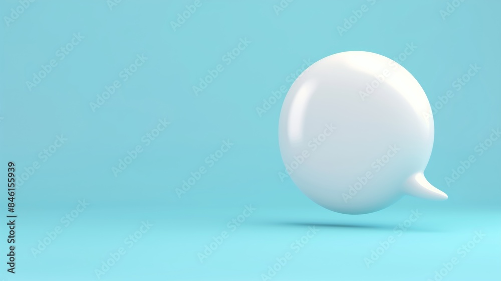3D illustration of a white speech bubble on a light blue background. 3D illustration of a white speech bubble on a light blue background.
