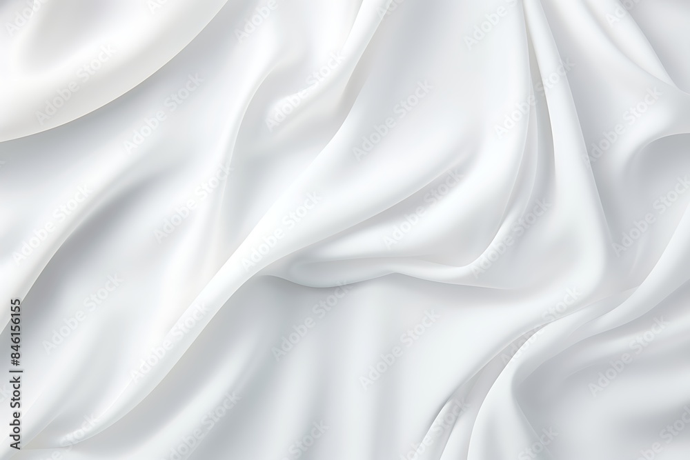 Fototapeta premium Rippled White Silk Satin Fabric Texture Background