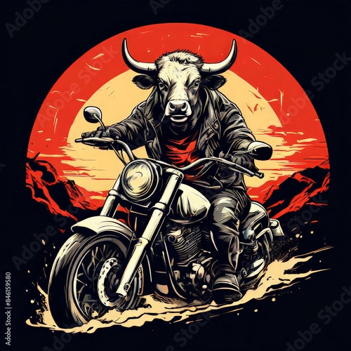 AI Image Generator, Biker Bull Rider