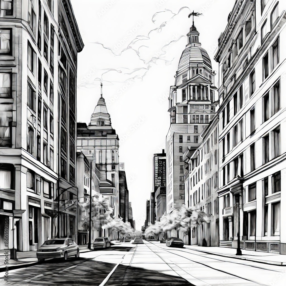 Fototapeta premium Urban Monochrome, ai generated image