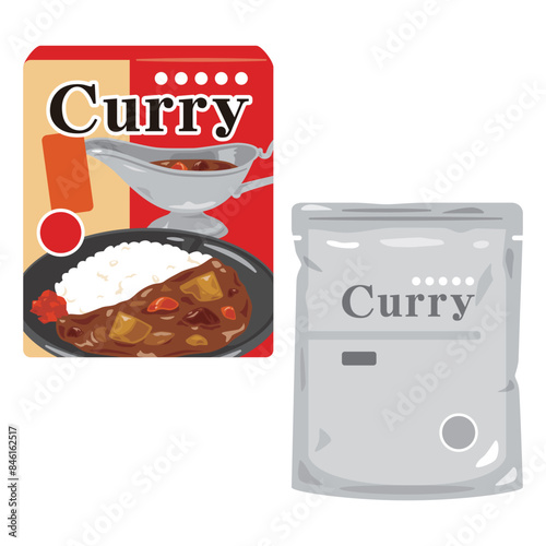 レトルトカレーの箱とパウチ
