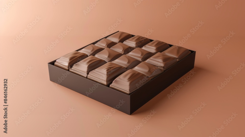 Elegant box of assorted chocolates on a warm background, showcasing a variety of shapes and textures. Perfect gift or indulgence. Elegant box of assorted chocolates on a warm background, showcasing a variety of shapes and textures. Perfect gift or indulgence.