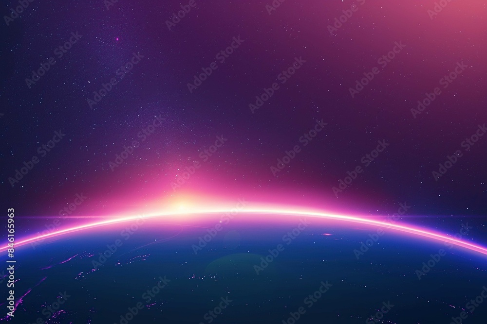 Fototapeta premium Gradient space horizon with glowing edges