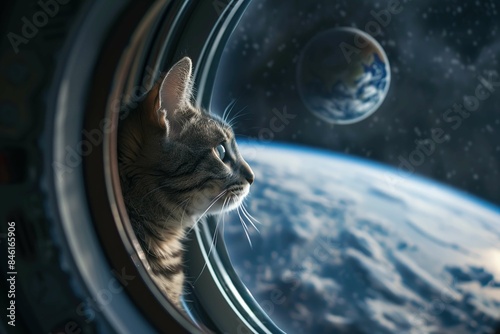 Cat in a spaceship window
