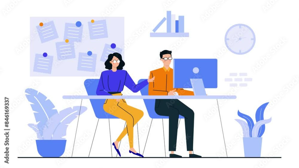 business partner working together collaboration animated illustration video business partner working together collaboration animated illustration video