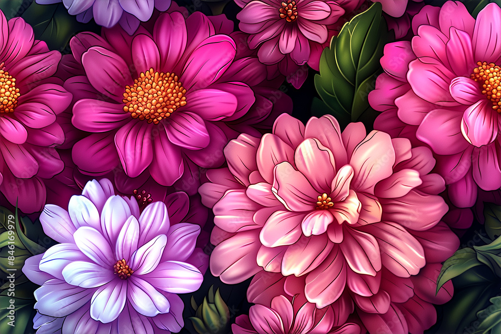 A colorful bouquet of flowers with pink and white petals. The flowers are arranged in a way that creates a sense of harmony and balance. Scene is cheerful and uplifting A colorful bouquet of flowers with pink and white petals. The flowers are arranged in a way that creates a sense of harmony and balance. Scene is cheerful and uplifting