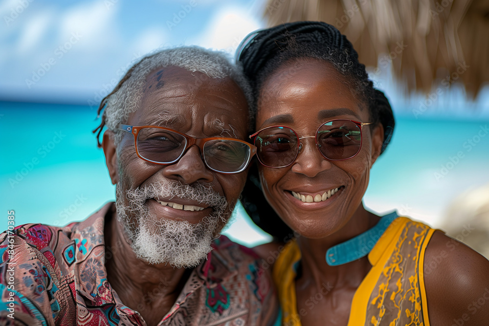 Senior Couple Enjoying a Sunny Day on a Tropical Beach Vacation Senior Couple Enjoying a Sunny Day on a Tropical Beach Vacation