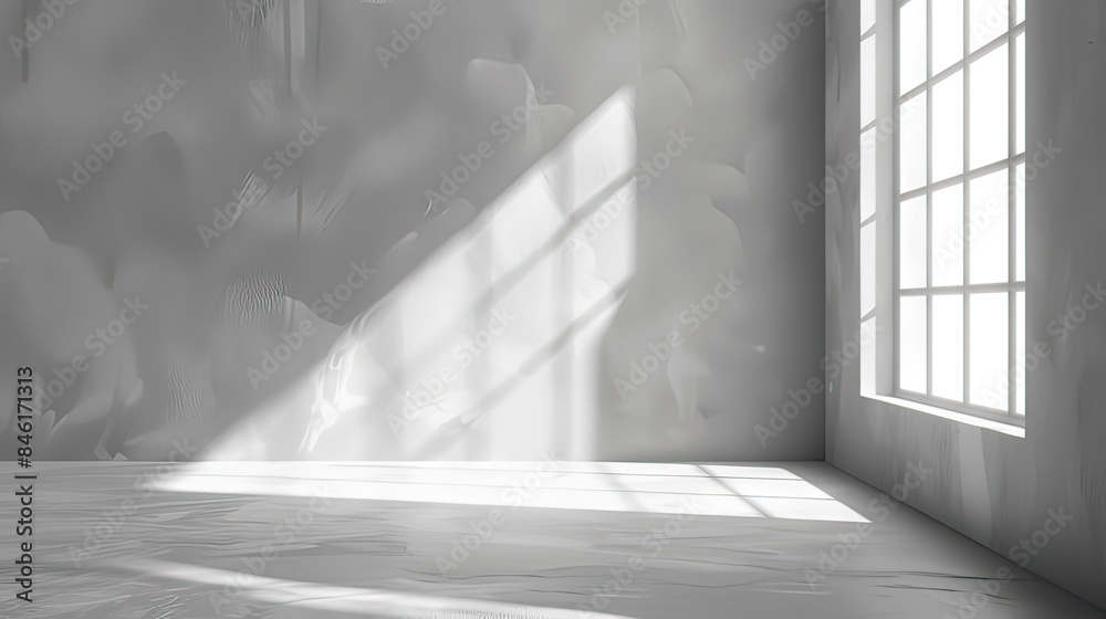 Obraz premium Background for product presentation with shadow and light from windows.