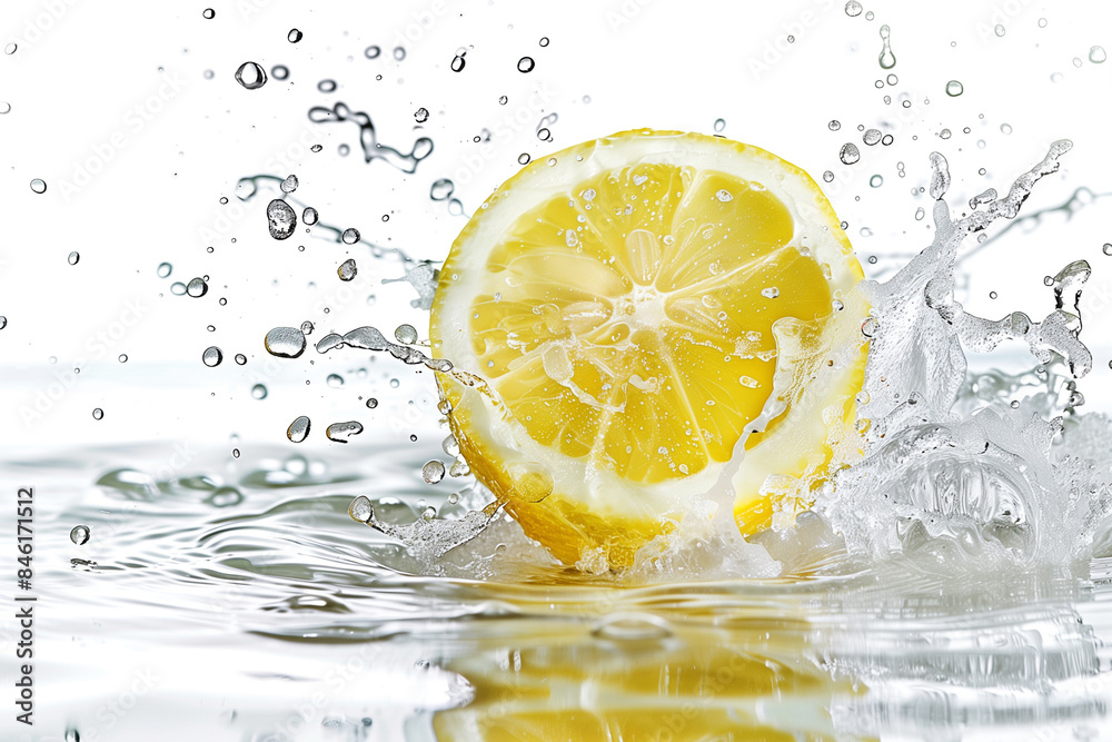 lemon water splash on white background lemon water splash on white background