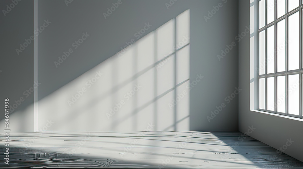Fototapeta premium Background for product presentation with shadow and light from windows.