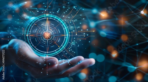digital compass symbolizing navigation and direction aiding businesses in navigating vision crises, mission paths, and digital strategy formulation