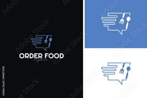 Food order logo design for restaurant online delivery template vector illustration idea